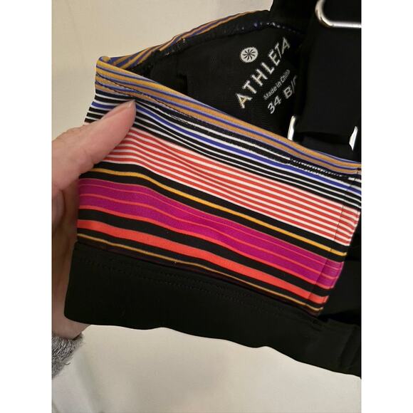 Athleta Bikini Women's 34B/C Capri Stripe Pura Pink Black Wired Adjustable Strap - Picture 8 of 11